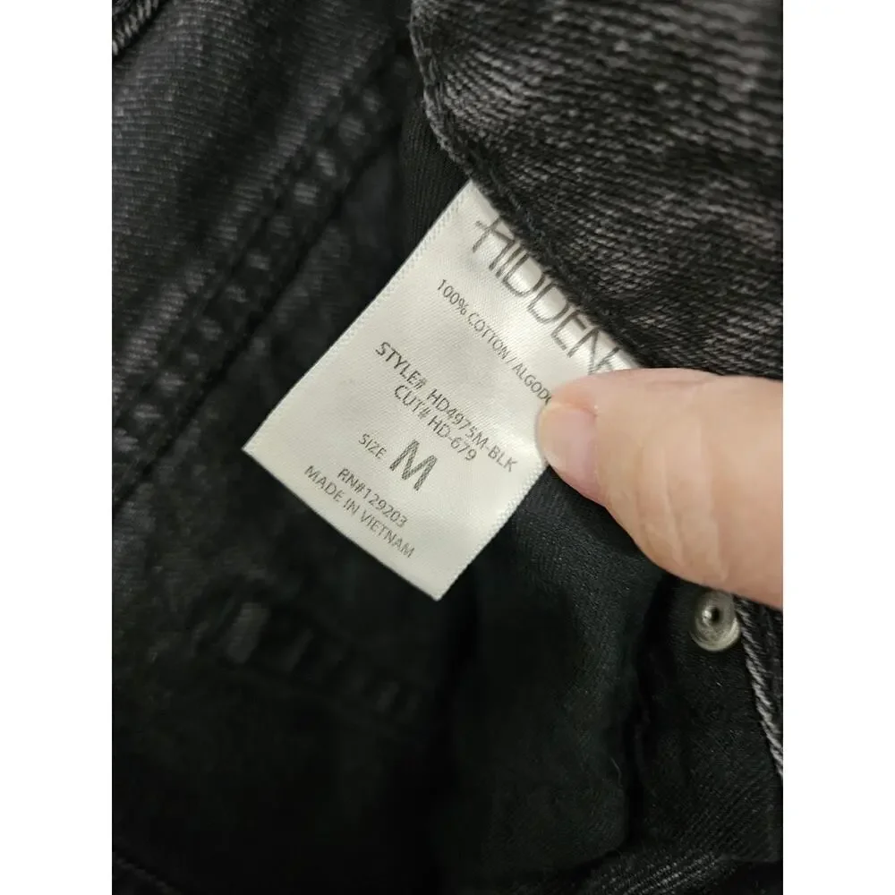 Hidden Black/Gray Distressed High Waisted Jean Shorts Women Sz Medium Button Up - Picture 7 of 7